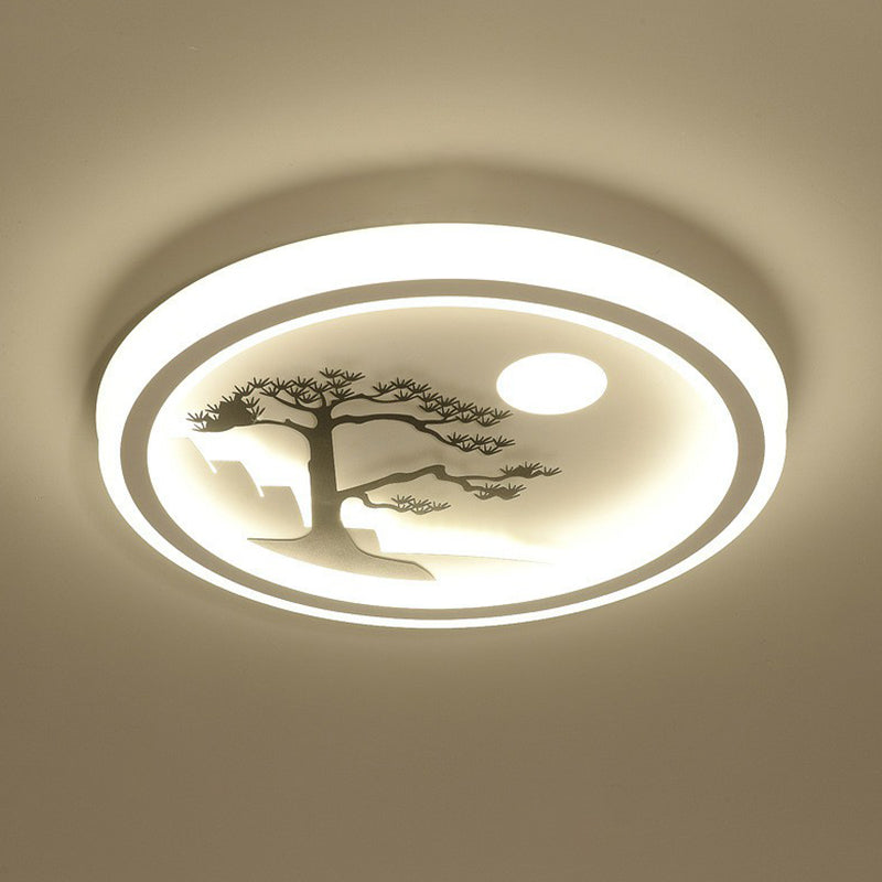 Circular Bedroom Flush Ceiling Light Metal Nordic Style LED Flush Mount Lighting Fixture in White White Tree Clearhalo 'Ceiling Lights' 'Close To Ceiling Lights' 'Close to ceiling' 'Flush mount' Lighting' 2217629