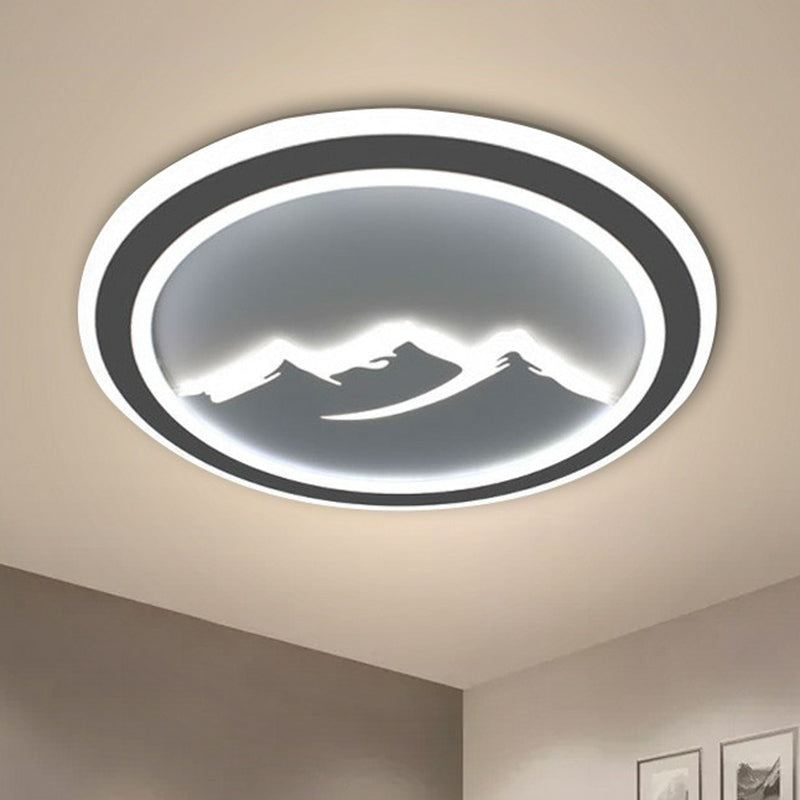 Circle Flush Light Modern Style Metallic Bedroom LED Flush Ceiling Light Fixture in White White Mountain Clearhalo 'Ceiling Lights' 'Close To Ceiling Lights' 'Close to ceiling' 'Flush mount' Lighting' 2217637