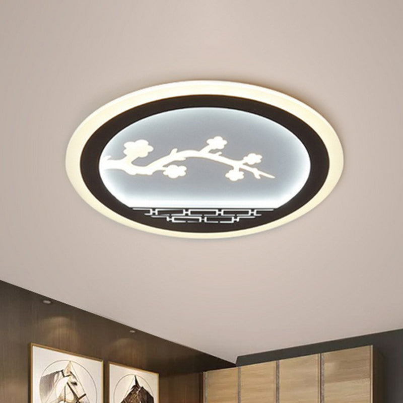 Circle Flush Light Modern Style Metallic Bedroom LED Flush Ceiling Light Fixture in White White Flower Clearhalo 'Ceiling Lights' 'Close To Ceiling Lights' 'Close to ceiling' 'Flush mount' Lighting' 2217638