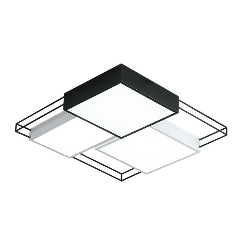 Black and White Splicing Square Flush Light Nordic Metal LED Flush Ceiling Light Fixture Clearhalo 'Ceiling Lights' 'Close To Ceiling Lights' 'Close to ceiling' 'Flush mount' Lighting' 2217659