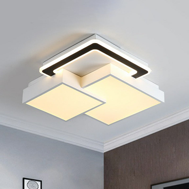 Splicing Rhombus Flush Mount Lighting Minimalist Acrylic Black and White LED Flush Mount Fixture Black-White Clearhalo 'Ceiling Lights' 'Close To Ceiling Lights' 'Close to ceiling' 'Flush mount' Lighting' 2217661