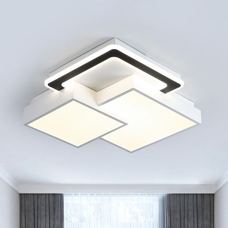 Splicing Rhombus Flush Mount Lighting Minimalist Acrylic Black and White LED Flush Mount Fixture Clearhalo 'Ceiling Lights' 'Close To Ceiling Lights' 'Close to ceiling' 'Flush mount' Lighting' 2217662