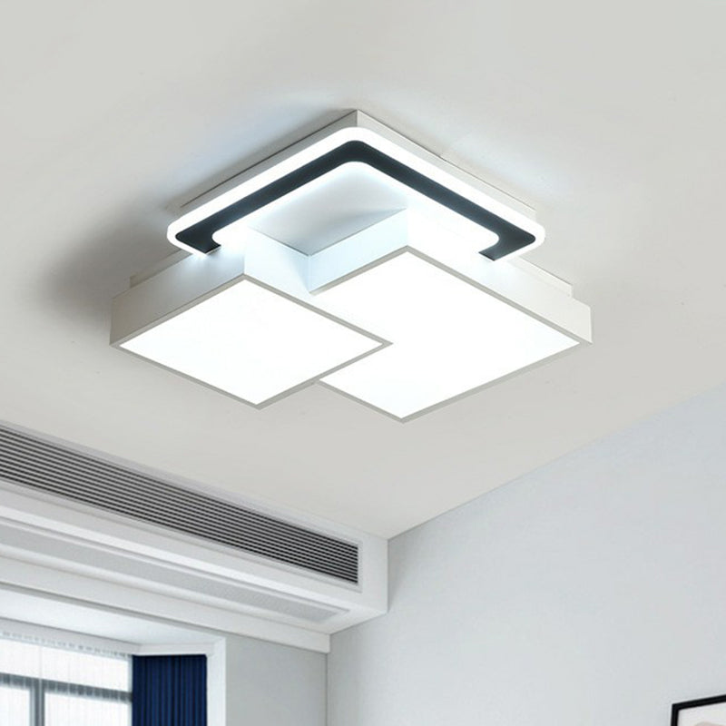 Splicing Rhombus Flush Mount Lighting Minimalist Acrylic Black and White LED Flush Mount Fixture Clearhalo 'Ceiling Lights' 'Close To Ceiling Lights' 'Close to ceiling' 'Flush mount' Lighting' 2217663