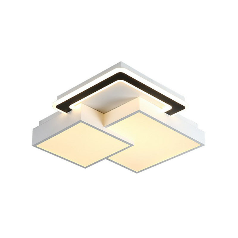 Splicing Rhombus Flush Mount Lighting Minimalist Acrylic Black and White LED Flush Mount Fixture Clearhalo 'Ceiling Lights' 'Close To Ceiling Lights' 'Close to ceiling' 'Flush mount' Lighting' 2217665