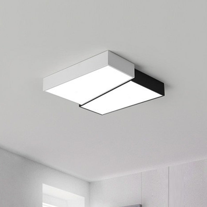 Splicing Square Bedroom LED Flush Mount Acrylic Simplicity Flushmount Ceiling Light in Black and White Clearhalo 'Ceiling Lights' 'Close To Ceiling Lights' 'Close to ceiling' 'Flush mount' Lighting' 2217668