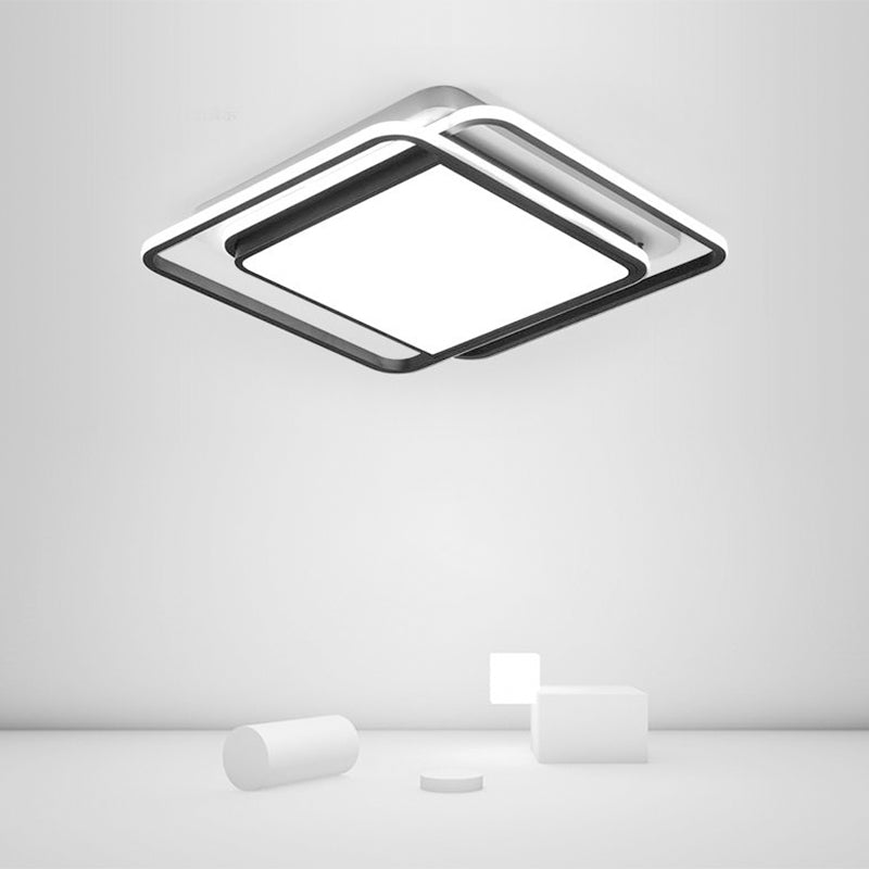 Acrylic Rhombus Flush Light Modern Style Black and White LED Flush Ceiling Light Fixture Clearhalo 'Ceiling Lights' 'Close To Ceiling Lights' 'Close to ceiling' 'Flush mount' Lighting' 2217680