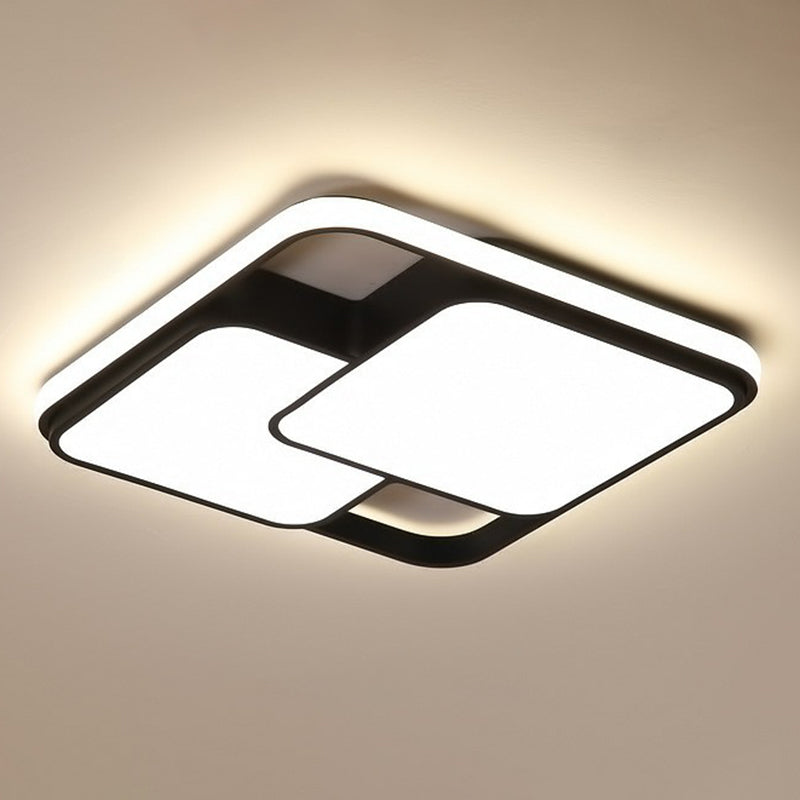 Splicing Rhombus Acrylic Flush Mount Lighting Minimalist Black LED Flush Mount Fixture Black Remote Control Stepless Dimming Clearhalo 'Ceiling Lights' 'Close To Ceiling Lights' 'Close to ceiling' 'Flush mount' Lighting' 2217684