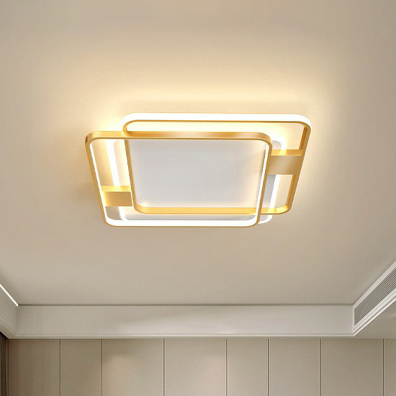 Gold Geometric LED Flush Mount Modern Acrylic Flushmount Ceiling Light for Bedroom Clearhalo 'Ceiling Lights' 'Close To Ceiling Lights' 'Close to ceiling' 'Flush mount' Lighting' 2217687