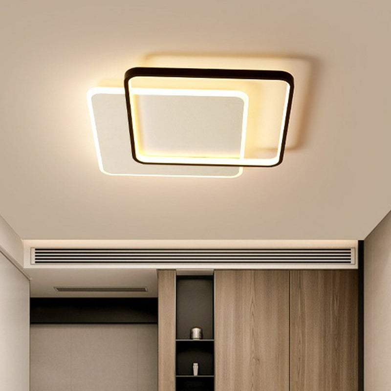 Geometrical Flush Ceiling Light Contemporary Metal Black LED Flush Mount Lighting Fixture Black Square Plate Clearhalo 'Ceiling Lights' 'Close To Ceiling Lights' 'Close to ceiling' 'Flush mount' Lighting' 2217695
