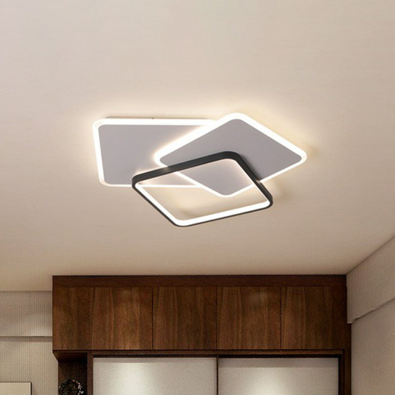 Square Frame LED Flush Mount Modern Metal Living Room Flushmount Ceiling Light in Black Black Third Gear Clearhalo 'Ceiling Lights' 'Close To Ceiling Lights' 'Close to ceiling' 'Flush mount' Lighting' 2217714