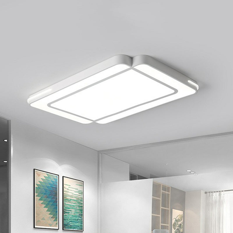 Geometrical Acrylic LED Flush Mount Light Simplicity White Flush Mount Ceiling Light White Rectangle Clearhalo 'Ceiling Lights' 'Close To Ceiling Lights' 'Close to ceiling' 'Flush mount' Lighting' 2217722