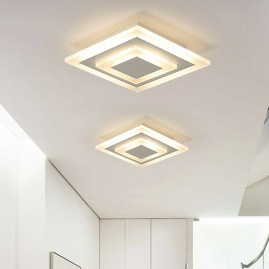 Geometric Corridor Flush Light Acrylic Modern Style LED Flush Ceiling Light Fixture White Square Plate Clearhalo 'Ceiling Lights' 'Close To Ceiling Lights' 'Close to ceiling' 'Flush mount' Lighting' 2217737