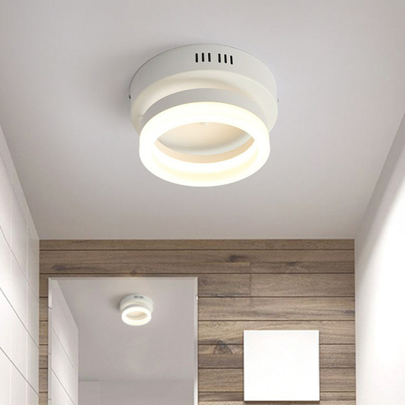Minimalist Geometric Ceiling Mounted Light Acrylic Corridor LED Semi Flush Mount in White White White Round Clearhalo 'Ceiling Lights' 'Close To Ceiling Lights' 'Close to ceiling' 'Semi-flushmount' Lighting' 2217742