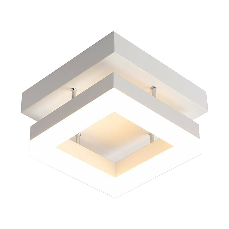 Minimalist Geometric Ceiling Mounted Light Acrylic Corridor LED Semi Flush Mount in White Clearhalo 'Ceiling Lights' 'Close To Ceiling Lights' 'Close to ceiling' 'Semi-flushmount' Lighting' 2217743