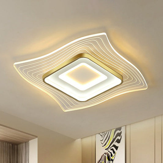 Acrylic Extra-Thin Flush Ceiling Light Contemporary Gold LED Flush Mount Lighting Fixture Gold Warm Clearhalo 'Ceiling Lights' 'Close To Ceiling Lights' 'Close to ceiling' 'Flush mount' Lighting' 2217750