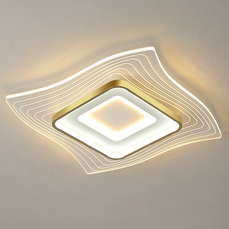 Acrylic Extra-Thin Flush Ceiling Light Contemporary Gold LED Flush Mount Lighting Fixture Gold Third Gear Clearhalo 'Ceiling Lights' 'Close To Ceiling Lights' 'Close to ceiling' 'Flush mount' Lighting' 2217751