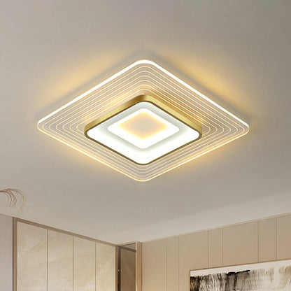Geometrical LED Flush Mount Light Simplicity Acrylic Living Room Flush Mount Ceiling Light in Gold Gold Clearhalo 'Ceiling Lights' 'Close To Ceiling Lights' 'Close to ceiling' 'Flush mount' Lighting' 2217778