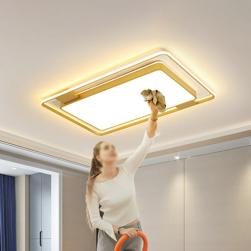 Metallic Geometric Flush Light Modern Style Gold LED Flush Ceiling Light Fixture for Bedroom Clearhalo 'Ceiling Lights' 'Close To Ceiling Lights' 'Close to ceiling' 'Flush mount' Lighting' 2217786