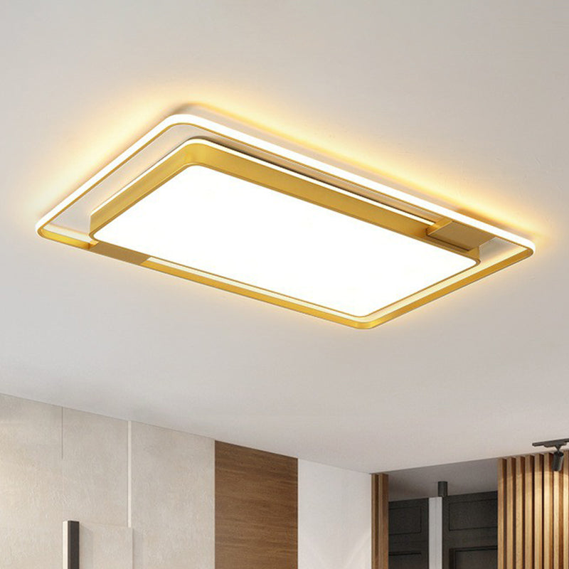 Metallic Geometric Flush Light Modern Style Gold LED Flush Ceiling Light Fixture for Bedroom Gold Clearhalo 'Ceiling Lights' 'Close To Ceiling Lights' 'Close to ceiling' 'Flush mount' Lighting' 2217787