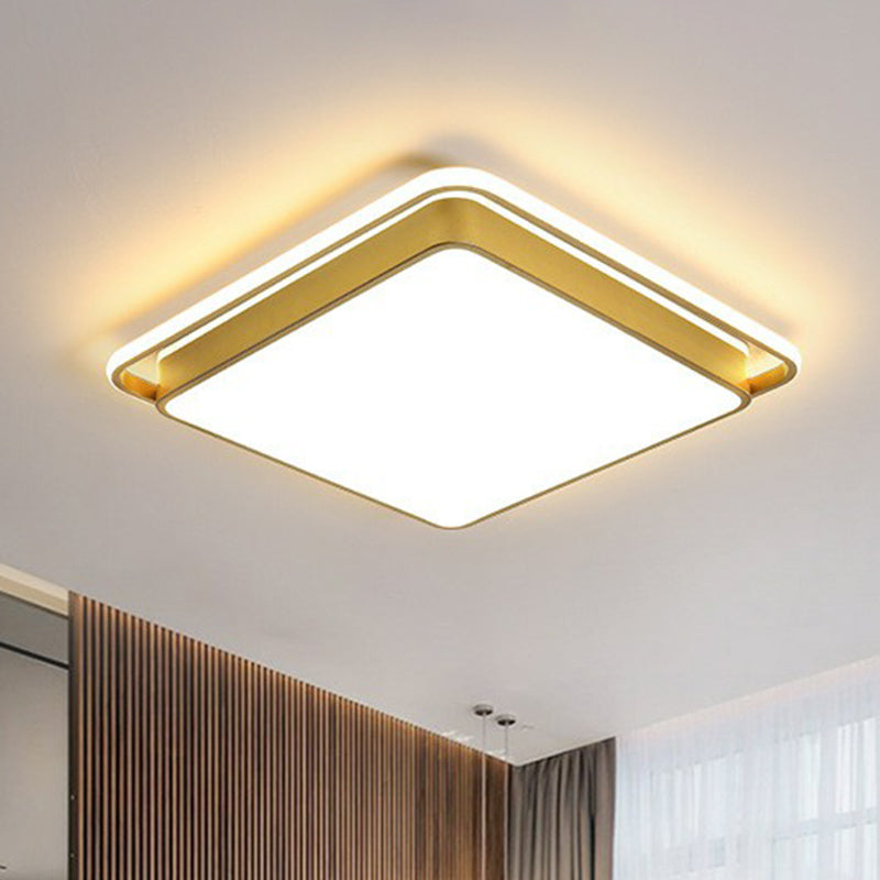 Metallic Geometric Flush Light Modern Style Gold LED Flush Ceiling Light Fixture for Bedroom Gold Clearhalo 'Ceiling Lights' 'Close To Ceiling Lights' 'Close to ceiling' 'Flush mount' Lighting' 2217789