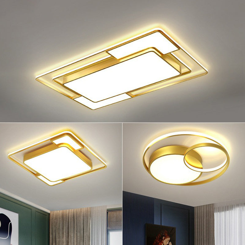 Gold Geometrical LED Flush Mount Modern Acrylic Flushmount Ceiling Light for Living Room Clearhalo 'Ceiling Lights' 'Close To Ceiling Lights' 'Close to ceiling' 'Flush mount' Lighting' 2217796
