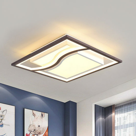 Geometric Living Room LED Flush Mount Acrylic Modern Flushmount Ceiling Light in Coffee Clearhalo 'Ceiling Lights' 'Close To Ceiling Lights' 'Close to ceiling' 'Flush mount' Lighting' 2217805
