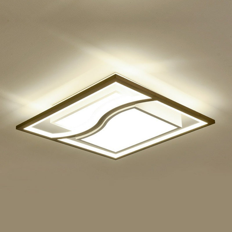 Geometric Living Room LED Flush Mount Acrylic Modern Flushmount Ceiling Light in Coffee Coffee Square Clearhalo 'Ceiling Lights' 'Close To Ceiling Lights' 'Close to ceiling' 'Flush mount' Lighting' 2217809