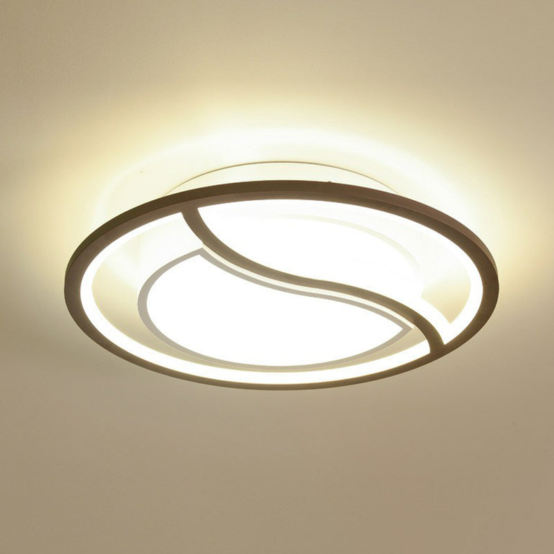 Geometric Living Room LED Flush Mount Acrylic Modern Flushmount Ceiling Light in Coffee Coffee Round Clearhalo 'Ceiling Lights' 'Close To Ceiling Lights' 'Close to ceiling' 'Flush mount' Lighting' 2217811