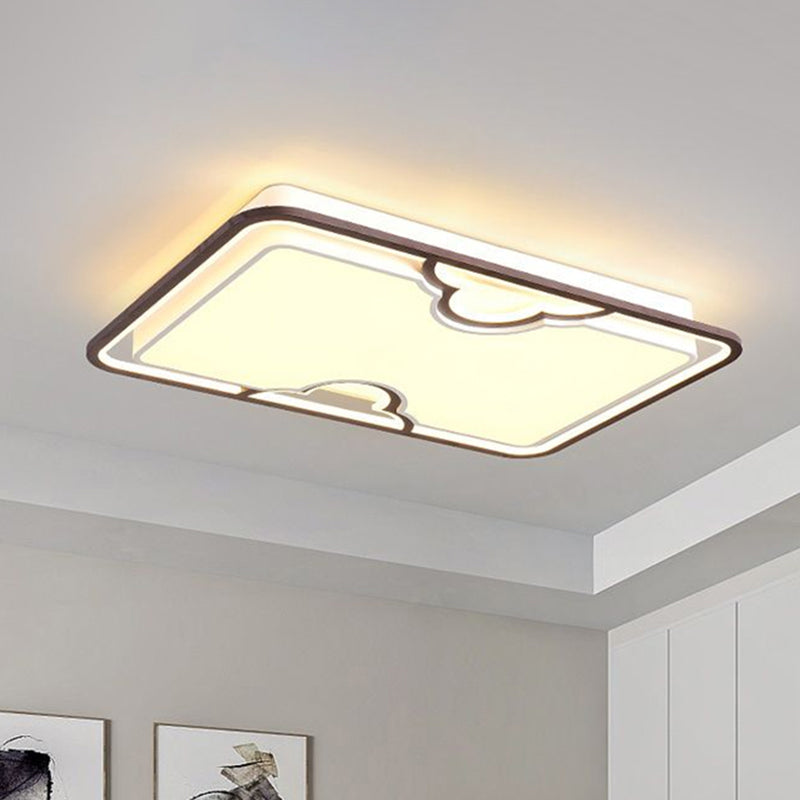 Nordic Rectangular Flush Ceiling Light Acrylic Living Room LED Flush Mount Lighting Fixture Coffee Clearhalo 'Ceiling Lights' 'Close To Ceiling Lights' 'Close to ceiling' 'Flush mount' Lighting' 2217816