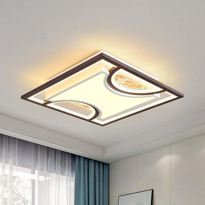 Geometric LED Flush Mount Light Simplicity Living Room Flush Mount Ceiling Light in Coffee Coffee Square Clearhalo 'Ceiling Lights' 'Close To Ceiling Lights' 'Close to ceiling' 'Flush mount' Lighting' 2217817