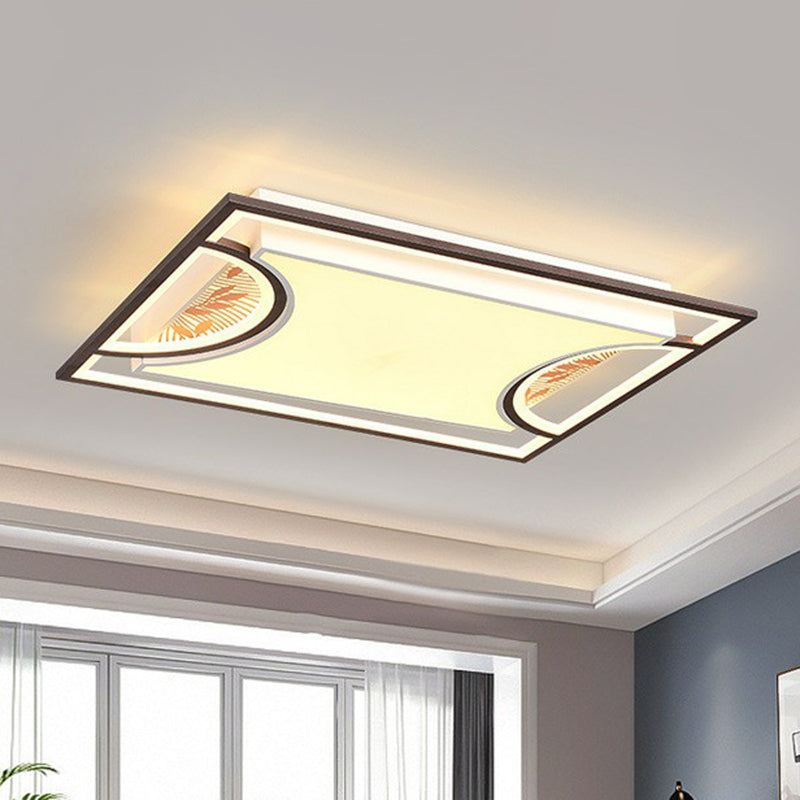 Geometric LED Flush Mount Light Simplicity Living Room Flush Mount Ceiling Light in Coffee Coffee Rectangle Clearhalo 'Ceiling Lights' 'Close To Ceiling Lights' 'Close to ceiling' 'Flush mount' Lighting' 2217818