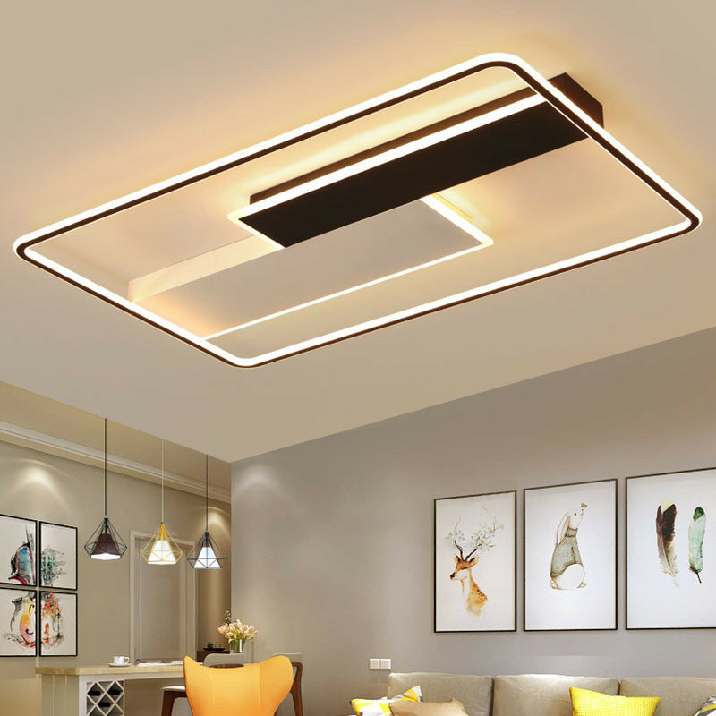 Aluminum Rectangular Flush Light Modern Style Black LED Flush Ceiling Light Fixture Black 27.5" Clearhalo 'Ceiling Lights' 'Close To Ceiling Lights' 'Close to ceiling' 'Flush mount' Lighting' 2217823