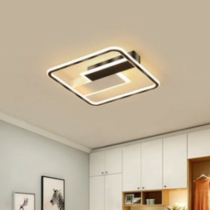 Aluminum Rectangular Flush Light Modern Style Black LED Flush Ceiling Light Fixture Black 16.5" Clearhalo 'Ceiling Lights' 'Close To Ceiling Lights' 'Close to ceiling' 'Flush mount' Lighting' 2217827