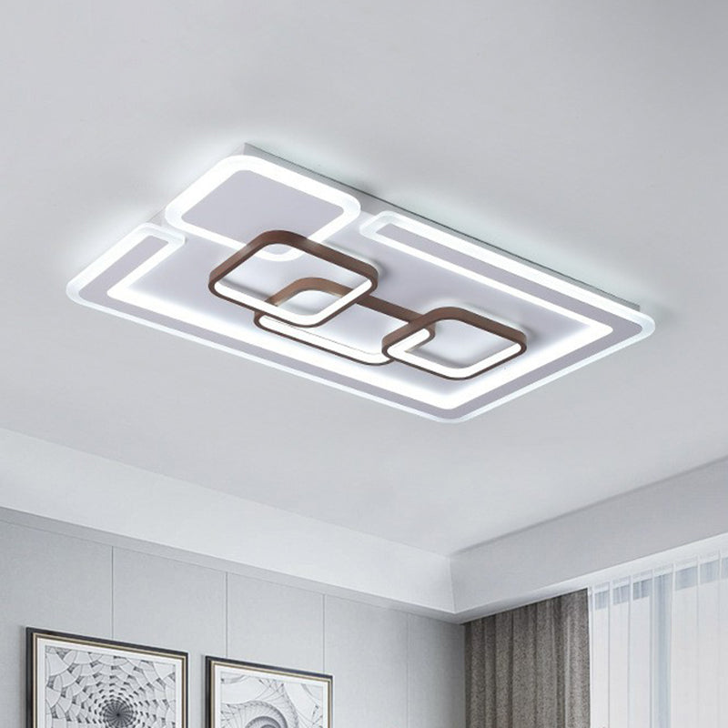 Nordic Geometrical LED Flush Mount Acrylic Living Room Flushmount Ceiling Light in Coffee Coffee White Clearhalo 'Ceiling Lights' 'Close To Ceiling Lights' 'Close to ceiling' 'Flush mount' Lighting' 2217835