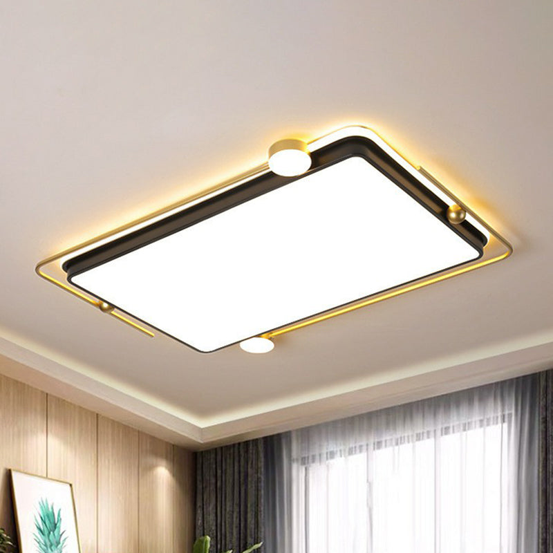 Geometric Flush Ceiling Light Contemporary Metal Bedroom LED Flush Mount Lighting Fixture in Gold-Black Gold-Black Rectangle Clearhalo 'Ceiling Lights' 'Close To Ceiling Lights' 'Close to ceiling' 'Flush mount' Lighting' 2217844