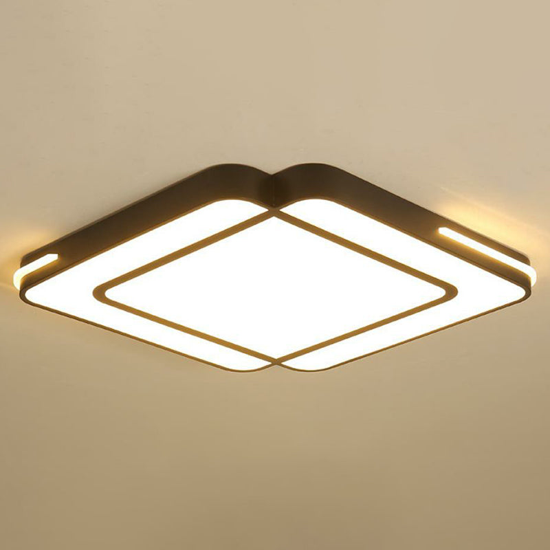 Geometrical Acrylic Flush Light Modern Style Black LED Flush Ceiling Light Fixture for Living Room Black Square Clearhalo 'Ceiling Lights' 'Close To Ceiling Lights' 'Close to ceiling' 'Flush mount' Lighting' 2217855