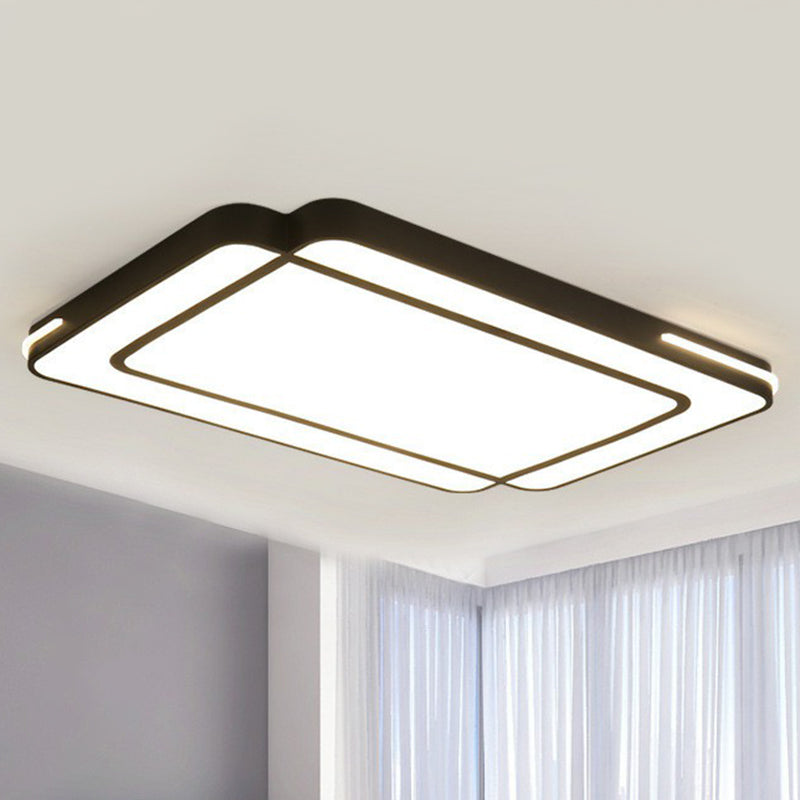 Geometrical Acrylic Flush Light Modern Style Black LED Flush Ceiling Light Fixture for Living Room Black Rectangle Clearhalo 'Ceiling Lights' 'Close To Ceiling Lights' 'Close to ceiling' 'Flush mount' Lighting' 2217857