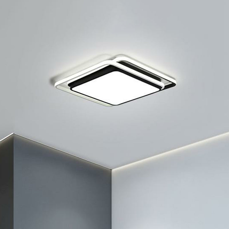 Squared Shape Bedroom Flush Mount Lighting Acrylic Minimalist LED Flush Mount Fixture Black White Clearhalo 'Ceiling Lights' 'Close To Ceiling Lights' 'Close to ceiling' 'Flush mount' Lighting' 2217862