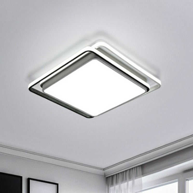 Squared Shape Bedroom Flush Mount Lighting Acrylic Minimalist LED Flush Mount Fixture White White Clearhalo 'Ceiling Lights' 'Close To Ceiling Lights' 'Close to ceiling' 'Flush mount' Lighting' 2217863