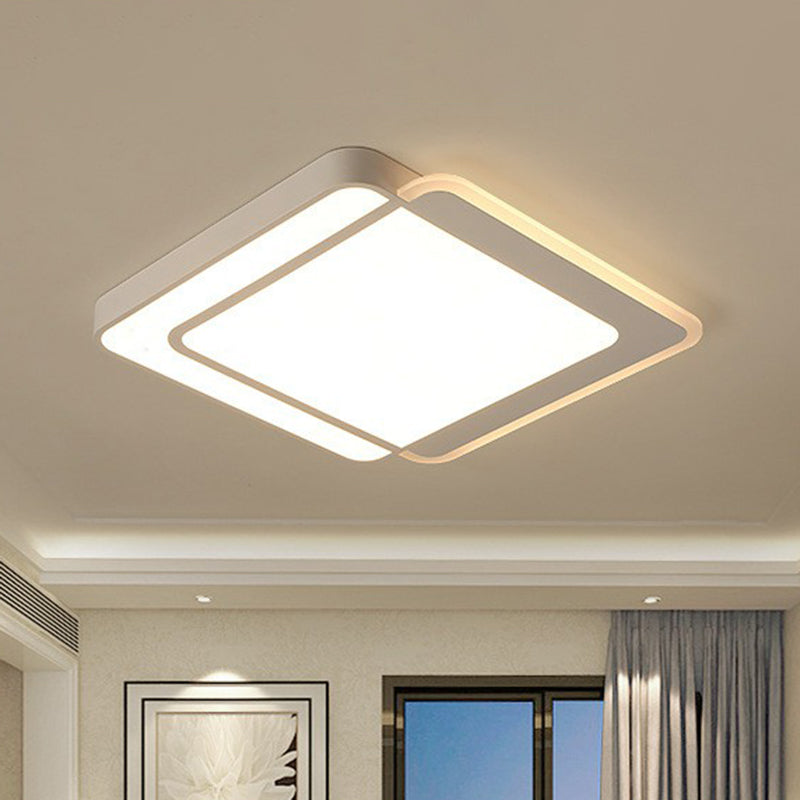 Ultra-Thin Flush Ceiling Light Contemporary Acrylic Living Room LED Flush Mount Lighting Fixture in White White Square Clearhalo 'Ceiling Lights' 'Close To Ceiling Lights' 'Close to ceiling' 'Flush mount' Lighting' 2217872