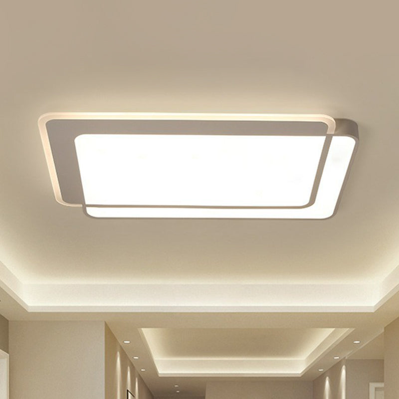 Ultra-Thin Flush Ceiling Light Contemporary Acrylic Living Room LED Flush Mount Lighting Fixture in White White Rectangle Clearhalo 'Ceiling Lights' 'Close To Ceiling Lights' 'Close to ceiling' 'Flush mount' Lighting' 2217874