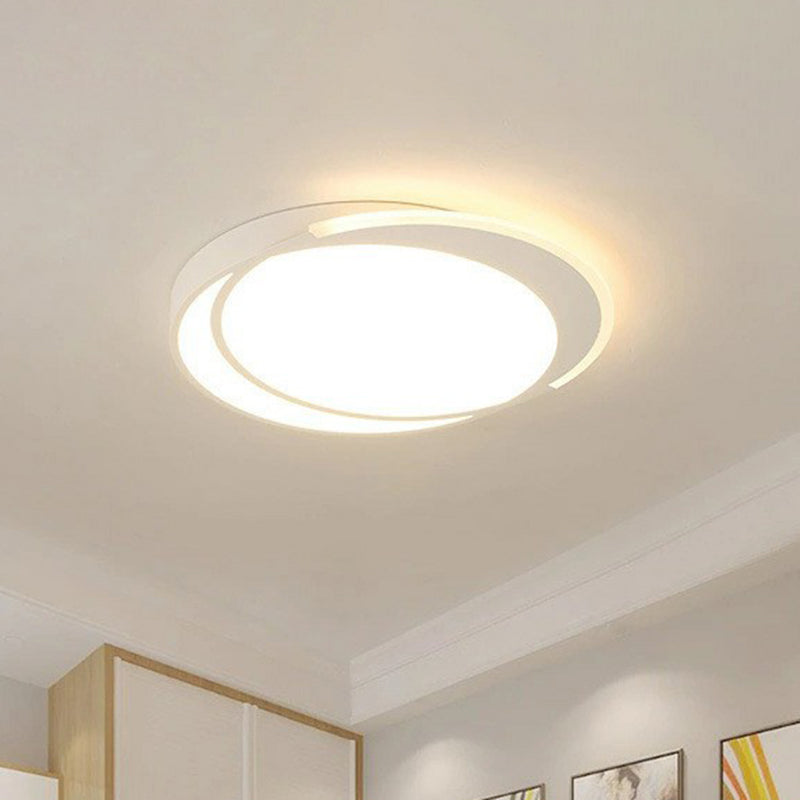 Ultra-Thin Flush Ceiling Light Contemporary Acrylic Living Room LED Flush Mount Lighting Fixture in White White Round Clearhalo 'Ceiling Lights' 'Close To Ceiling Lights' 'Close to ceiling' 'Flush mount' Lighting' 2217875