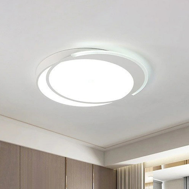 Ultra-Thin Flush Ceiling Light Contemporary Acrylic Living Room LED Flush Mount Lighting Fixture in White White White Round Clearhalo 'Ceiling Lights' 'Close To Ceiling Lights' 'Close to ceiling' 'Flush mount' Lighting' 2217877