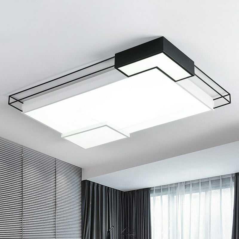 Extra-Thin Living Room LED Flush Mount Light Acrylic Modern LED Flush Ceiling Light Fixture in Black and White Black-White 23.5" Third Gear Clearhalo 'Ceiling Lights' 'Close To Ceiling Lights' 'Close to ceiling' 'Flush mount' Lighting' 2217887