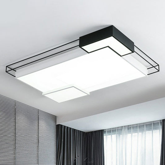 Extra-Thin Living Room LED Flush Mount Light Acrylic Modern LED Flush Ceiling Light Fixture in Black and White Black-White 23.5" Third Gear Clearhalo 'Ceiling Lights' 'Close To Ceiling Lights' 'Close to ceiling' 'Flush mount' Lighting' 2217887