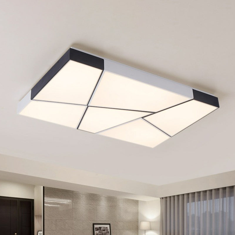 Minimalist Splicing Flush Mount Lighting Acrylic Living Room LED Flush Mount Fixture in Black and White Black-White 31.5" Clearhalo 'Ceiling Lights' 'Close To Ceiling Lights' 'Close to ceiling' 'Flush mount' Lighting' 2217890