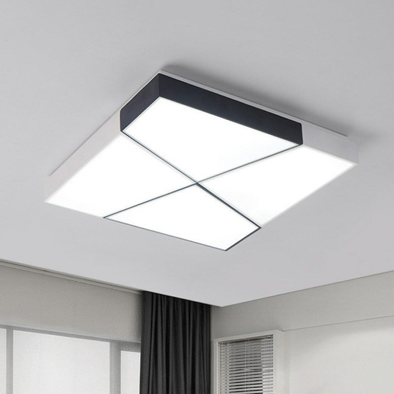 Minimalist Splicing Flush Mount Lighting Acrylic Living Room LED Flush Mount Fixture in Black and White Black-White White Clearhalo 'Ceiling Lights' 'Close To Ceiling Lights' 'Close to ceiling' 'Flush mount' Lighting' 2217895