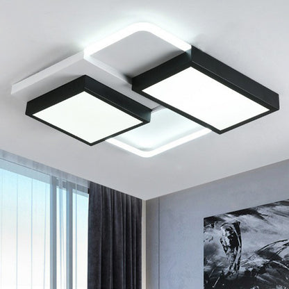 Black Splicing Rectangle Flush Light Modern Style Acrylic LED Flush Ceiling Light Fixture Black 21.5" Clearhalo 'Ceiling Lights' 'Close To Ceiling Lights' 'Close to ceiling' 'Flush mount' Lighting' 2217912