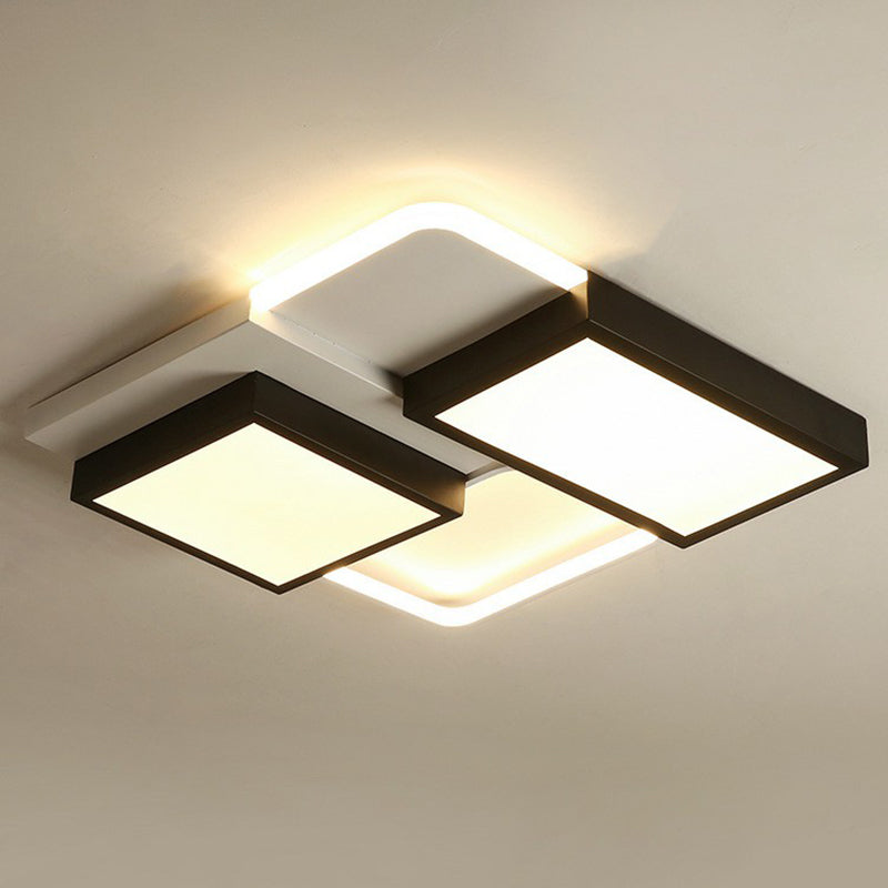 Black Splicing Rectangle Flush Light Modern Style Acrylic LED Flush Ceiling Light Fixture Clearhalo 'Ceiling Lights' 'Close To Ceiling Lights' 'Close to ceiling' 'Flush mount' Lighting' 2217915