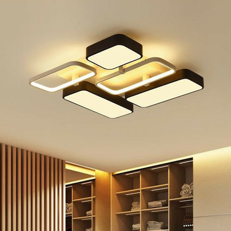 Splicing Flush Mount Lighting Minimalist Metallic Black and White LED Flush Mount Fixture Black-White 25.5" Clearhalo 'Ceiling Lights' 'Close To Ceiling Lights' 'Close to ceiling' 'Flush mount' Lighting' 2217920
